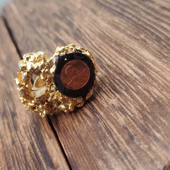 Adjustable penny‎ ring R417 vintage novelty - Picture 3 of 3